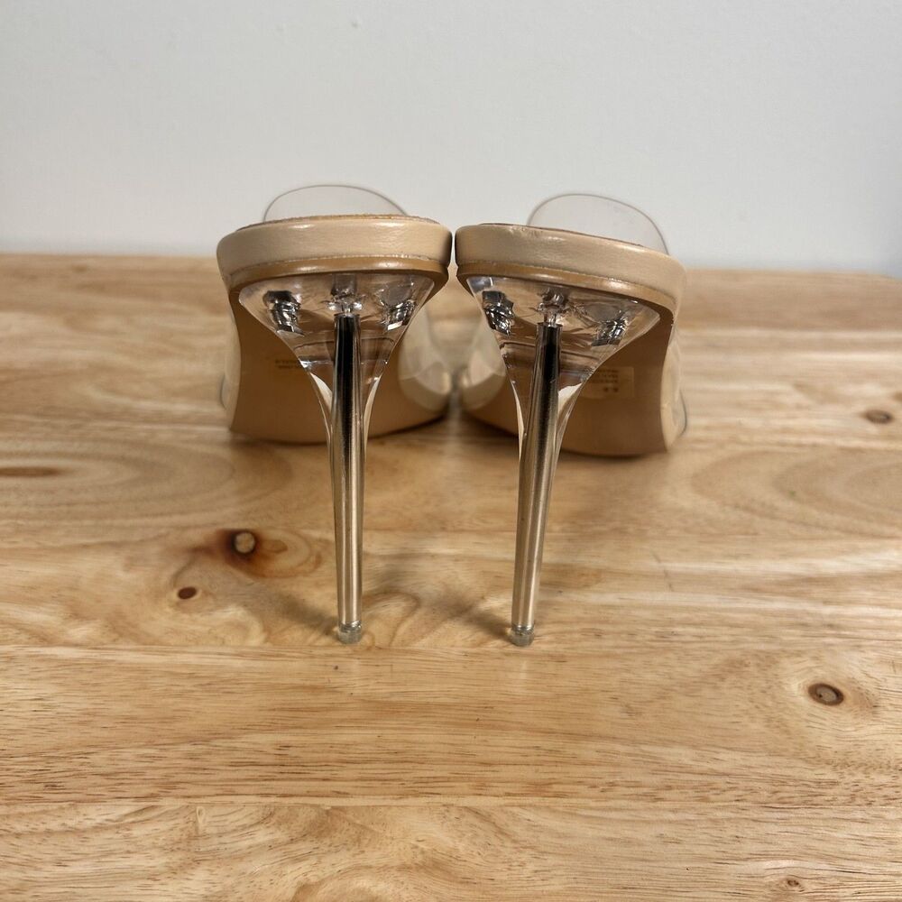 Cape Robbin Womens 8.5 Nude Clear Mule Stiletto Heel Sandals - Picture 6 of 7